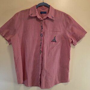 Karen Scott Sport Sailor Checkered Button Down Top M